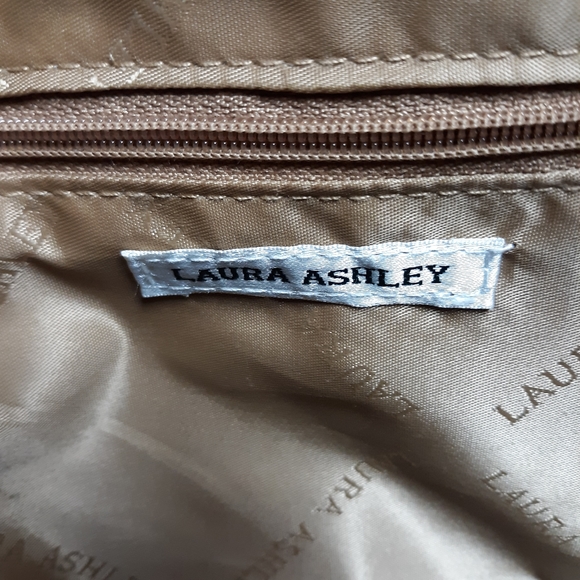 Laura Ashley Large Tan Straw/Brown Leather Bag - Picture 6 of 11